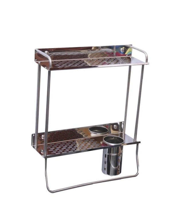 N022 ( Double Rectangle Shelf + Toothbrush Holder - 40cm ) - Image 2
