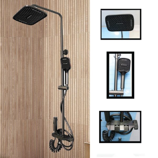 Piano Shower Mixer in Nairobi, Kenya | Bathroom Shower Set with Gray Wall Mounted Piano System Unit | KS1052 | Four Way Shower Set | Shower Sets IN Nairobi Kenya