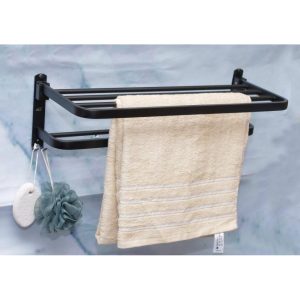 Stainless Steel Black Towel Rack in Nairobi, Kenya | Bathroom Accessories in Nairobi, Kenya | Towel Holders in Nairobi, Kenya - Black Towel Shelf Organizer